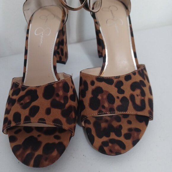 Jessica Simpson Platform Womens Heels Animal Fur Peep toe Ankle Strap Size 12 - Picture 5 of 7